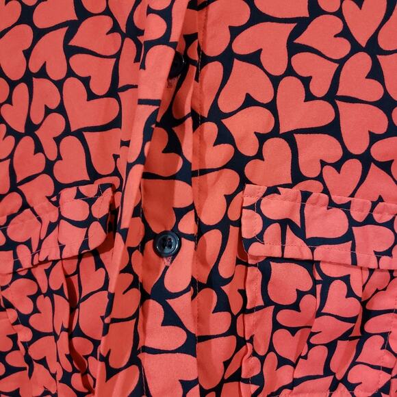 Forever 21 all over heart print long sleeve button up shirt woman's size medium - Picture 4 of 11